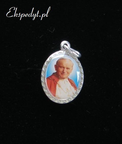 Medalik Św. Jan Paweł II dwustronny - oblany żywicą