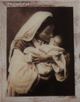 Obraz- Maryja z Dzieciątkiem- biała rama przecierana