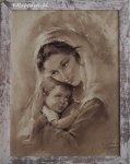 Obraz - Maryja z Dzieciątkiem C. Parisi- biała rama przecierana