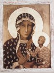 Obraz- Matka Boża Częstochowska-białą rama przecierana